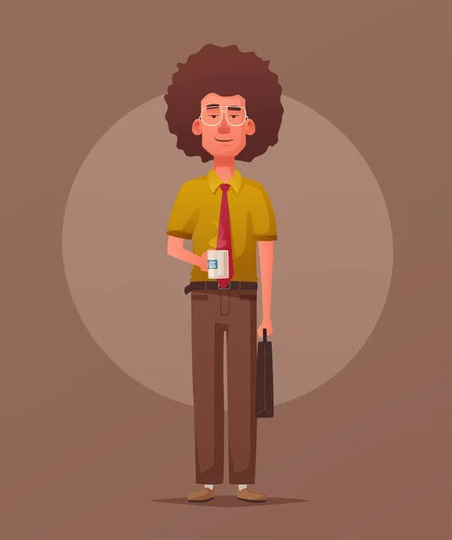 Qué nerd tan gracioso. Un tipo listo. Dibujos animados vector ilustración — Vector de stock