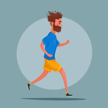 Çalışan. Sportif karakter. Çizgi film vektör çizim