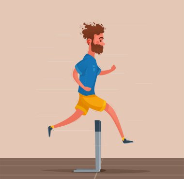 Çalışan. Sportif karakter. Çizgi film vektör çizim