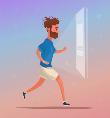 Çalışan. Sportif karakter. Çizgi film vektör çizim