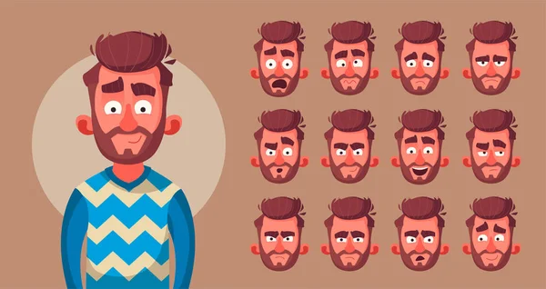 Set of character's emotions. Cartoon vector illustration — Stock Vector
