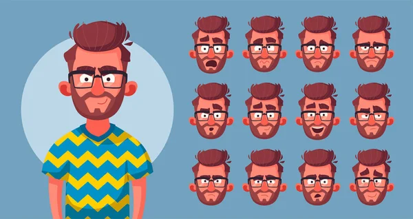 Zestaw postaci emocji. Ilustracja kreskówka wektor — Wektor stockowy