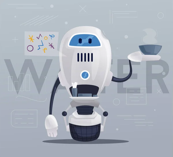 Ρομπότ Χαρακτήρα Τεχνολογία Μελλοντικά Καρτούν Εικονογράφηση Φορέα Φιλικό Βοηθός Του — Διανυσματικό Αρχείο