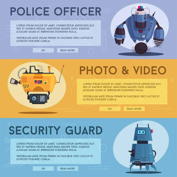 警察无人驾驶机器人。用人工智能巡逻警察 — 图库矢量图片