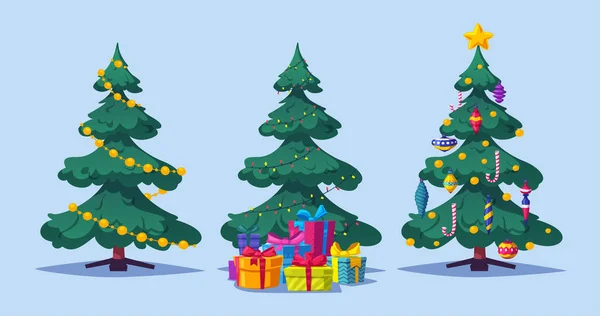 Bel arbre de Noël. Illustration vectorielle de bande dessinée — Image vectorielle