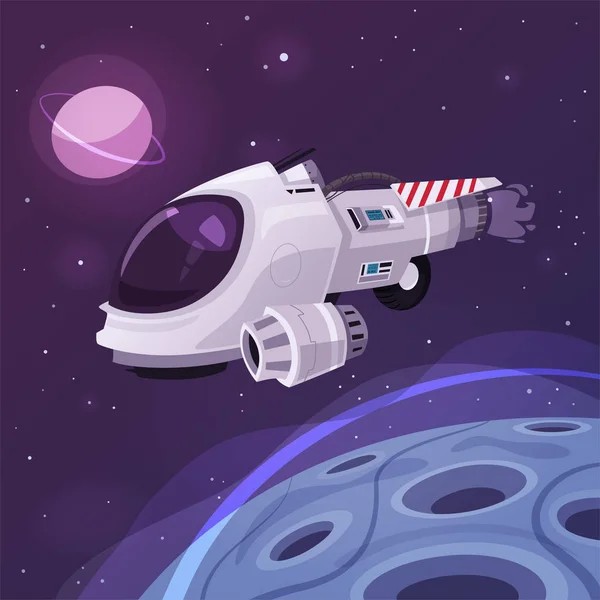Spaceship in outer space. Cartoon vector illustration. - Stock Image - Everypixel Spaceship in outer space. Cartoon vector illustration. - Stock Image - Everypixel