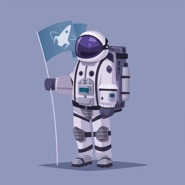 Cosmonaut character in outer space. Cartoon vector illustration