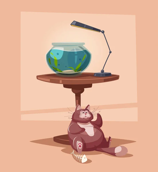 Acuario con agua clara sobre una mesa. Dibujos animados vector ilustración — Archivo Imágenes Vectoriales