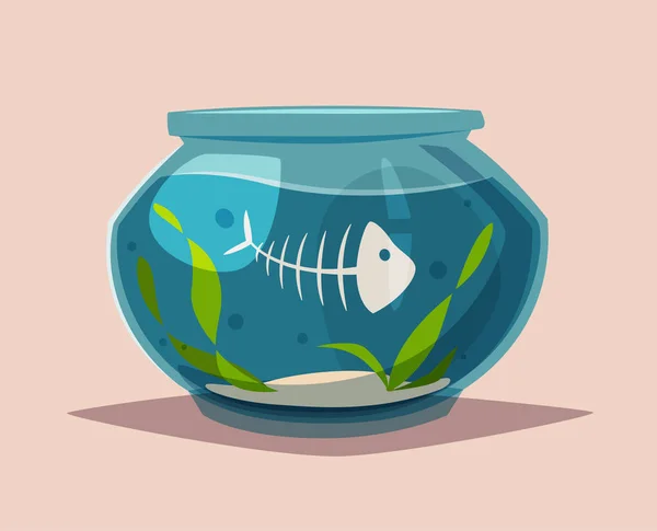 Acuario con agua clara. Dibujos animados vector ilustración . — Vector de stock