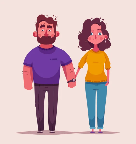 Ευτυχισμένο ζευγάρι. Σχεδιασμός χαρακτήρων. Καρτούν εικονογράφηση φορέα — Διανυσματικό Αρχείο