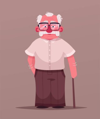 Mutlu büyükbaba. Vektör karikatür çizim. Büyükbaba ve Büyükanneler Günü