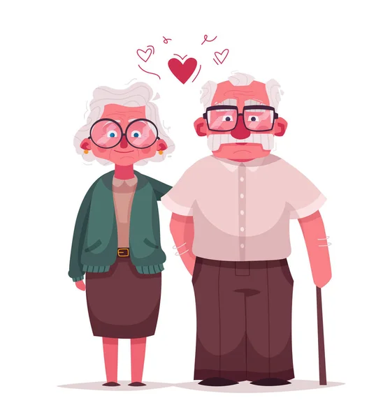 Abuelos felices. Ilustración de dibujos animados vectoriales. Día de los abuelos — Archivo Imágenes Vectoriales