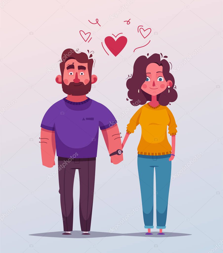 Happy couple. Character design. Cartoon vector illustration