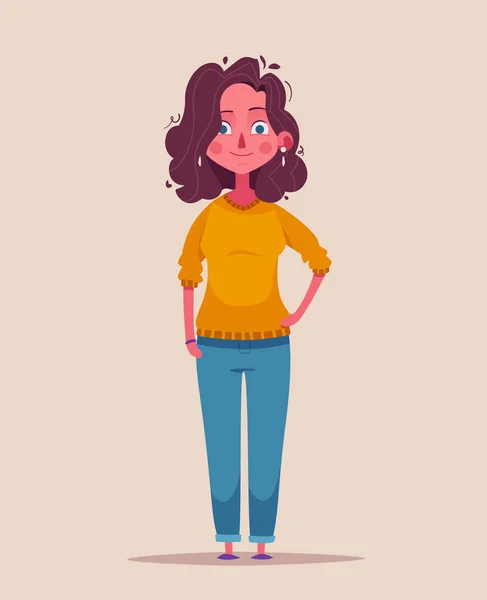 Personaje femenino. Ilustración vectorial de dibujos animados. Persona inteligente — Archivo Imágenes Vectoriales