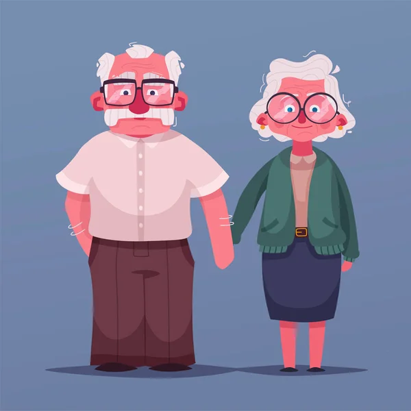 Abuelos felices. Ilustración de dibujos animados vectoriales. Día de los abuelos — Vector de stock