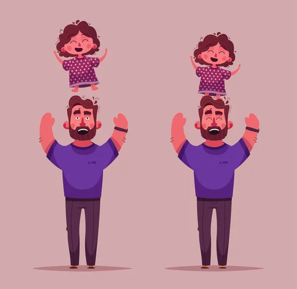 El mejor padre e hija. Felices juntos. Dibujos animados vector ilustración — Archivo Imágenes Vectoriales