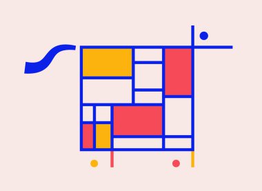 Soyut retro kompozisyon. Vintage tasarım. Çizgi film vektör çizim