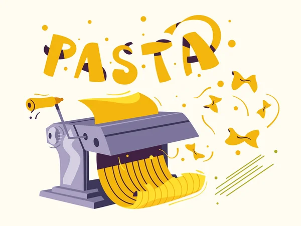 Comida italiana. Haciendo pasta deliciosa. Dibujos animados vector ilustración . — Archivo Imágenes Vectoriales