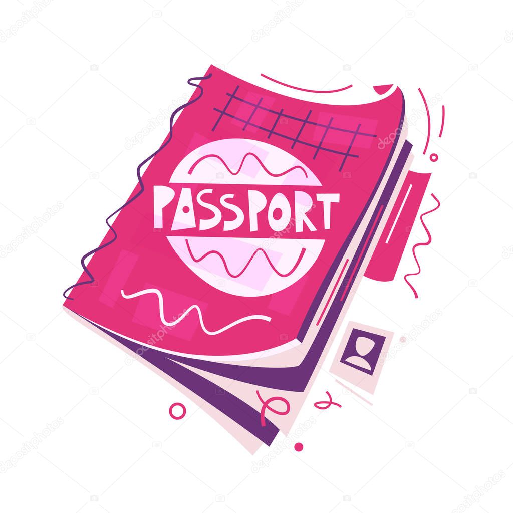 Cartoon passport. Air travel concept. Vector flat illustration