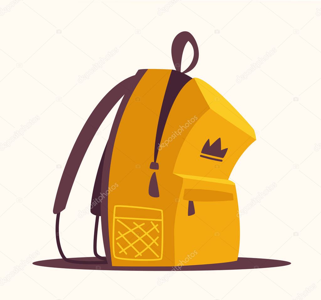 Backpack for school or travel. Cartoon vector illustration