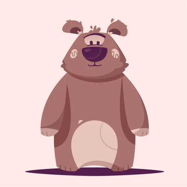 Personagem de urso castanho engraçado. Desenhos animados ilustração vetorial — Vetor de Stock