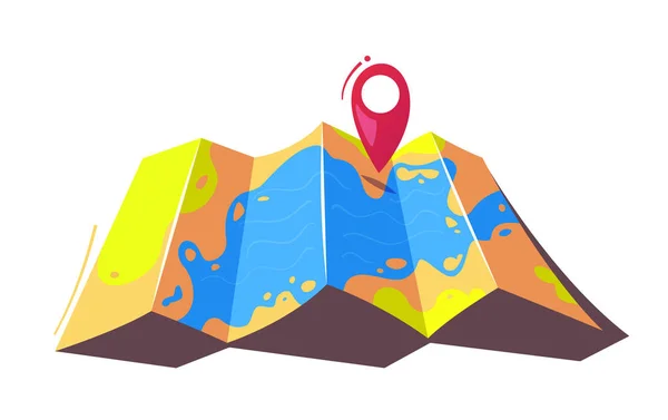 Concepto de viaje. Router en un mapa. Dibujos animados vector ilustración . — Vector de stock