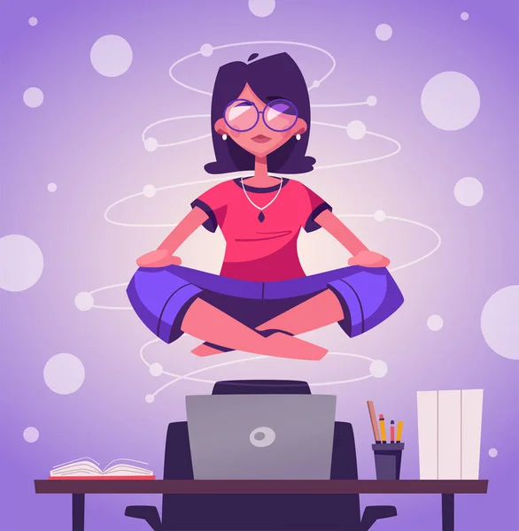 Meditation health benefits for body, mind and emotions. Cartoon vector illustration — Stock Vector