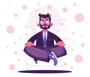 Vücut, zihin ve duygular için Meditasyon sağlık yararları. Karikatür vektör illüstrasyon