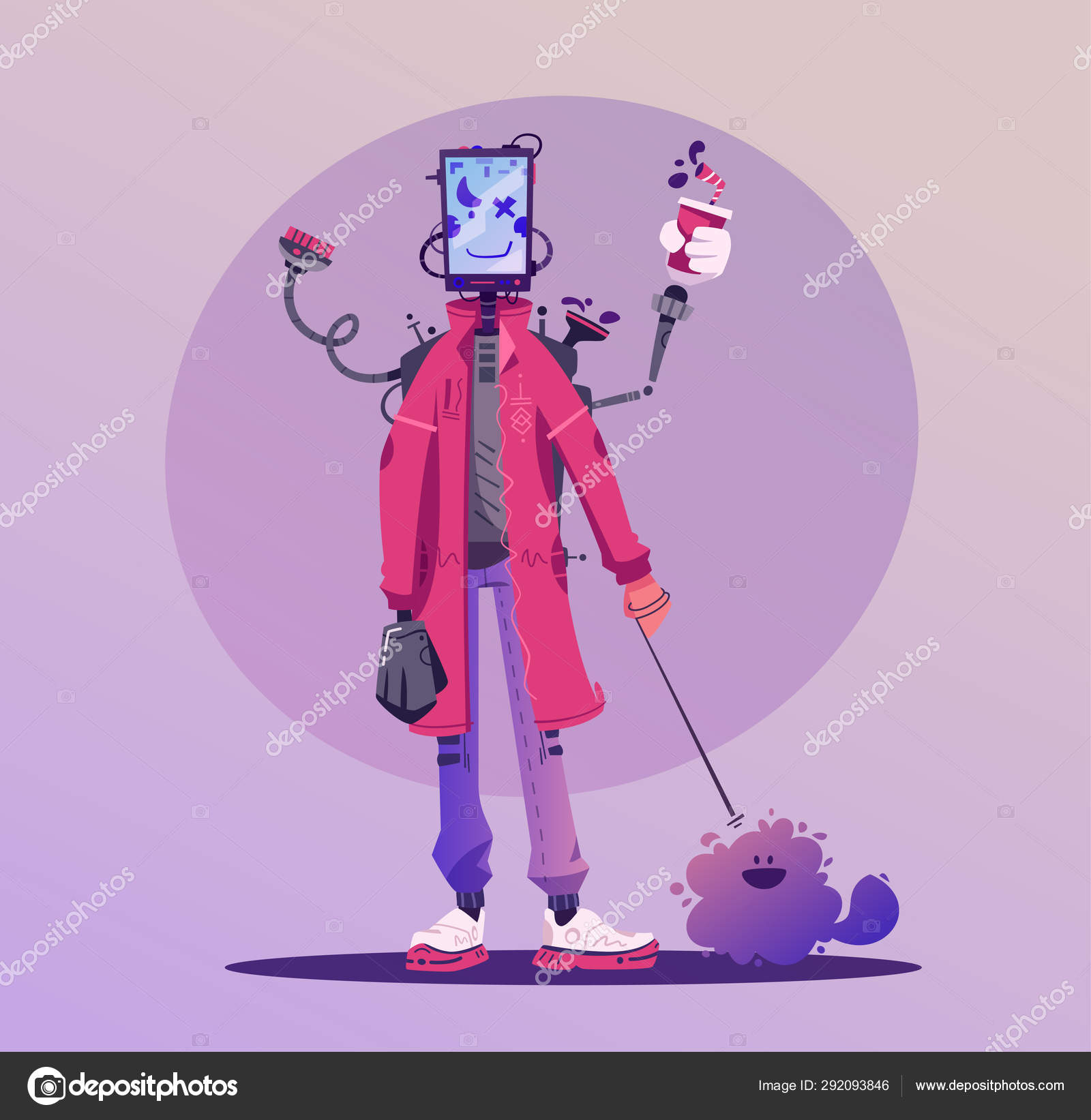 Cyborg character Robot with a Cartoon vector