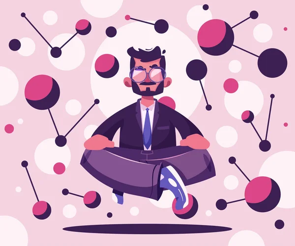 Meditation wirkt sich positiv auf Körper, Geist und Emotionen aus. Zeichentrickvektorillustration — Stockvektor