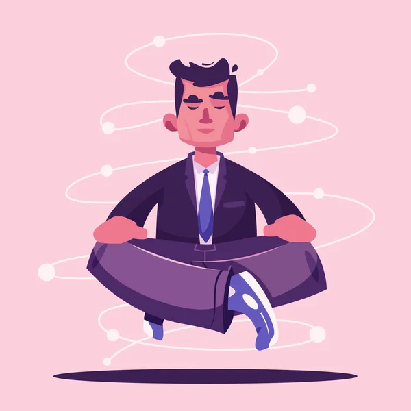 Meditáció egészségügyi ellátások a test, az elme és az érzelmek. Karikatúra vektor illusztráció — Stock Vector