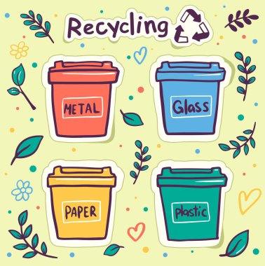 Sıfır atık düz vektör yuvarlak afiş şablonu. Vektör çizimi