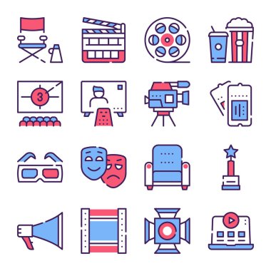 Sinema prodüksiyon renk simgeleri seti.