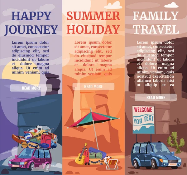 Summer vacation journey flat vector illustration — Stock Vector