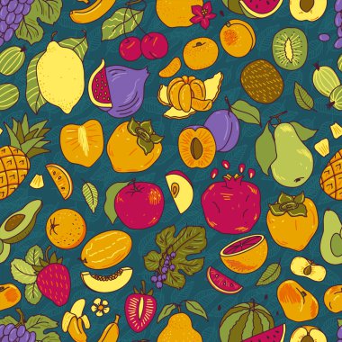 Meyve rengi el çizimi vektörsüz desen