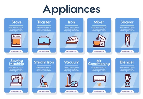 Conjunto de iconos lineales de electrodomésticos — Vector de stock