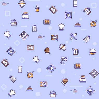 Pişirme aksesuarları sarı renk lineer simgeler seti