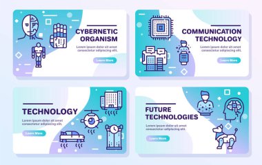 Ai renk doğrusal vektör simgeleri ayarlandı