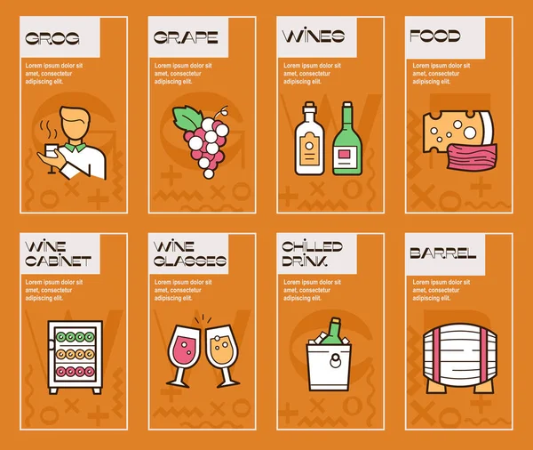Wine making color linear icons set — Stock Vector