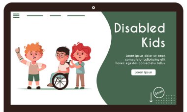 Engelli çocuklar ve arkadaşlarının vektör illüstrasyonu