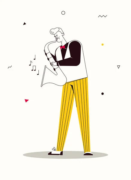 Illustration vectorielle du groupe de jazz exécutant de la musique — Image vectorielle