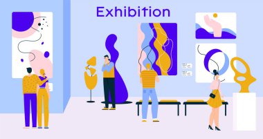 Halk galeride çağdaş sanat sergisi ziyaretçileri