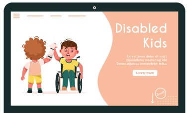 Engelli çocukların vektör illüstrasyonu beşer beşer gösteriyor