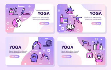 Pratik için yoga yaşam tarzı ve aksesuarlarının vektör illüstrasyonu