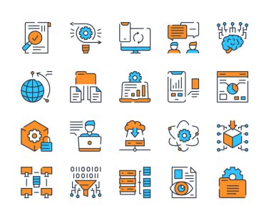 Vector renk doğrusal veri kümesi. Veri analizinin özet sembol koleksiyonu