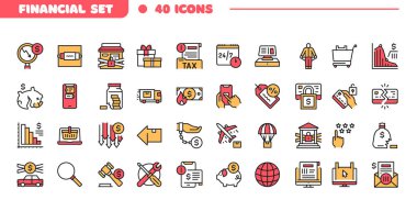 Banka işlemleri ve mali krizin vektör renk doğrusal simgesi