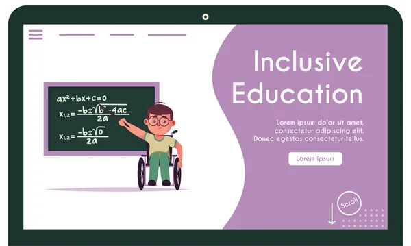 Banner vetorial ilustração de crianças com deficiência educação inclusiva —  Vetores de Stock