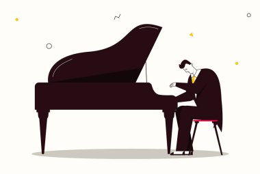 Caz grubunun vektör karakter çizimi müzik icra ediyor