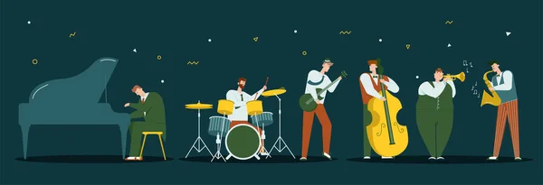 Εικονογράφηση χαρακτήρα διάνυσμα της τζαζ μπάντα εκτελέσει μουσική — Διανυσματικό Αρχείο