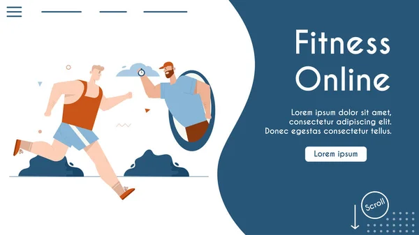 Vektor-Banner Illustration von Online-Fitness, Sportaktivität — Stockvektor